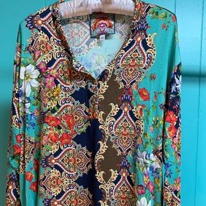 Johnny Was Multi-print Indie Flower tunic Size L